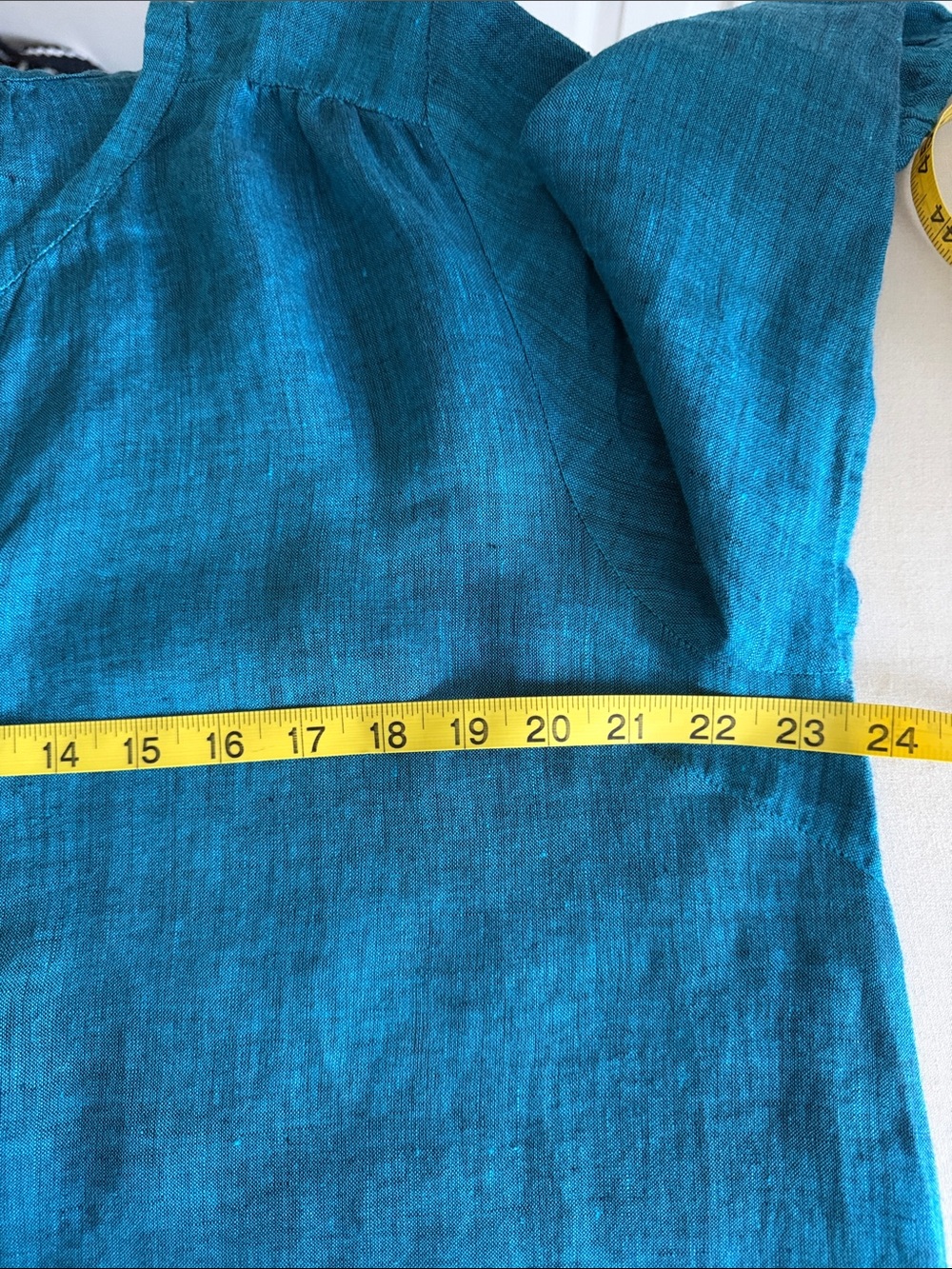 Pure Jill Womens L 100% Linen Teal Button Front Tunic Top Long Sleeve Large - Picture 7 of 9